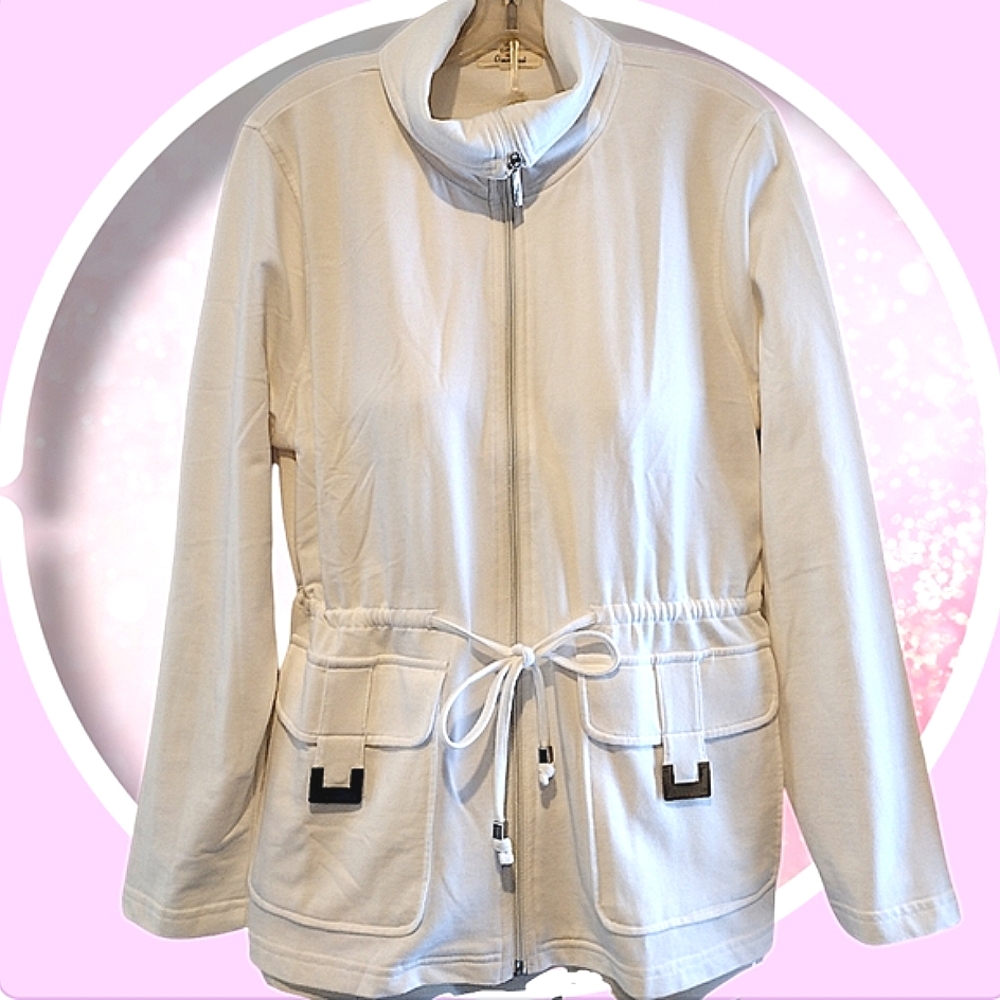 Sz XL Jacket with 2 Silver Tone Metal Accent Functional Front Pockets - Picture 4 of 16